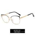 Trendy spectacle frame two-color flat lens female Amazon metal anti blue light spectacle frame can be equipped with myopia glass